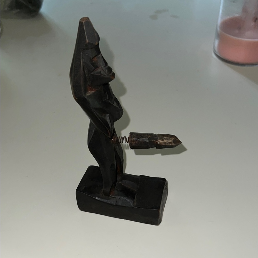 Antique Wood Male Phallus Fertility Statue 6"